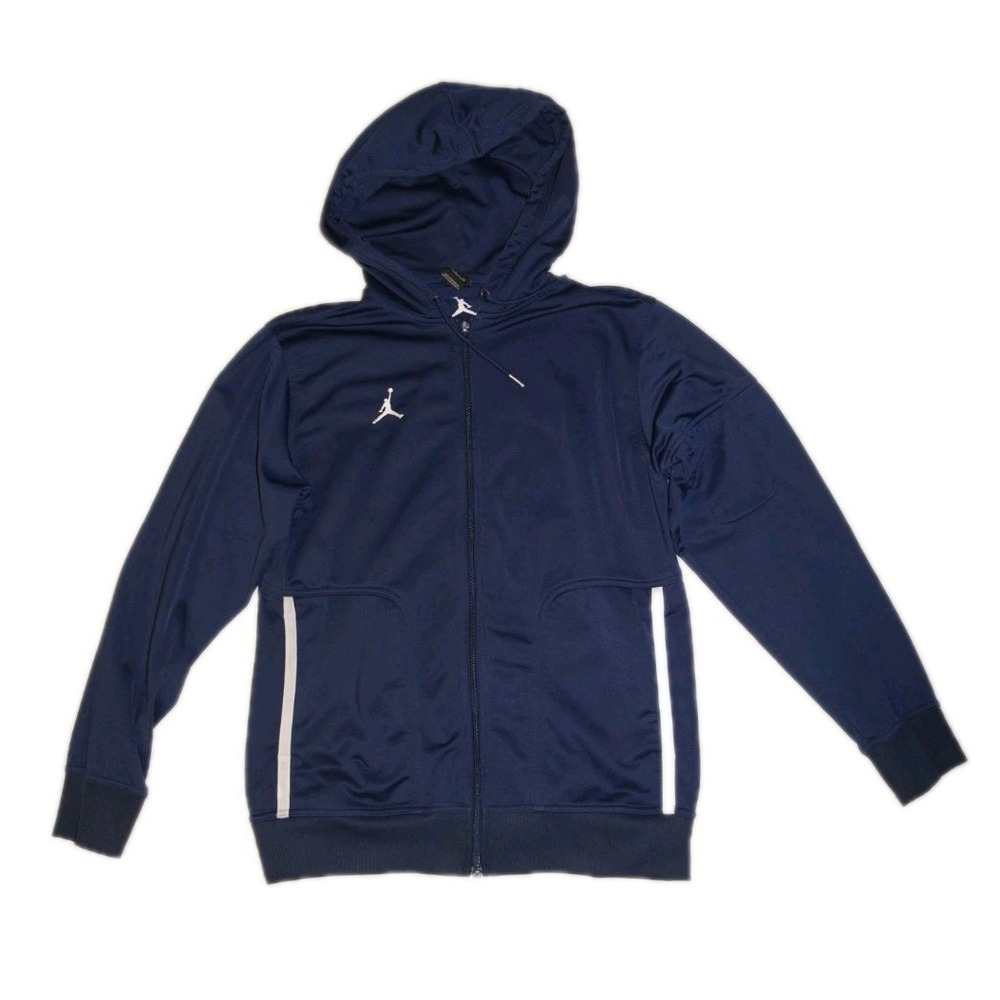 Nike Air Jordan Full Zip Men's Small Hooded Track Jacket Athletic Navy Blue G33